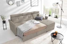 Rohová sedacia súprava Harris, hnedo-béžová taupe látka, pravý roh