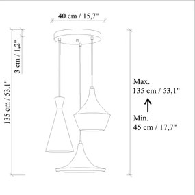 Luster na lanku TOM 3xE27/40W/230V modrá