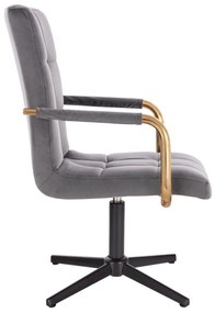 LuxuryForm DESIGN Stolička VERONA GOLD VELUR na čiernom kríži - tmavo šedá