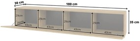 TV stolík AVA 2KL, 180x35x30, čierna/wotan