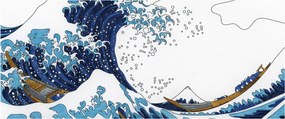 Obraz - Japonská kresba, vlny (120x50 cm)