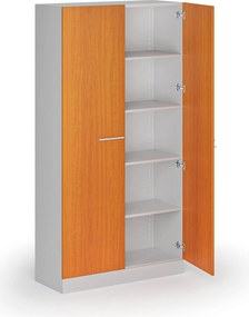 Kovová spisová skriňa s drevenými dverami, demontovaná, 1950 x 1000 x 400 mm, čerešňa