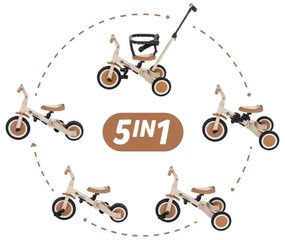 PETITE&amp;MARS - Detská trojkolka 5v1 TURBO Desert Sand