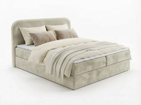 Čalúnená posteľ boxspring FORENA 140x200 cm krémová Matrac: Matrac Bonell pružinový