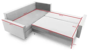 Rohová rozkladacia sedačka TEPIS, 224x75x172,  monolith 92, ľavá