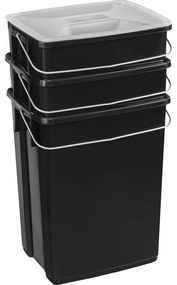 Čierne plastové odpadkové koše v súprave 3 ks 2x10+6 l na triedený odpad Biobox – Curver