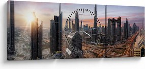 Obraz - Panorama Dubaja (s hodinami) (90x30 cm)