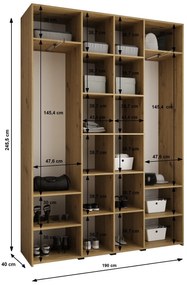 Šatníková skriňa 190 cm Carmela 40-1 (biela + zlatá). Akcia -20%. Vlastná spoľahlivá doprava až k Vám domov. 1126538