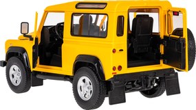 Land Rover Defender žltý RASTAR 1:14 model Auto na diaľkové ovládanie + 2,4 GHz diaľkové ovládanie + Manuálne otváranie dverí