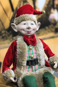 Tradičný červeno zelený vianočný škriatok 40cm