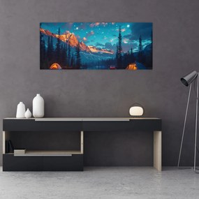 Obraz - Kempovanie v horách (120x50 cm)