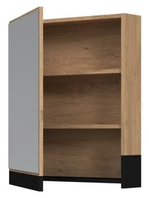 Závesná zrkadlová skrinka Stokes 60 cm, strieborná / dub zlatý