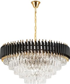 Toolight Toolight, stropná závesná krištáľová lampa 9xE14 APP1058-CP, čierna-zlatá, OSW-04400