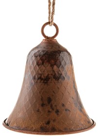 Kovový závesný zvonček 17 cm, farba medená, rustik