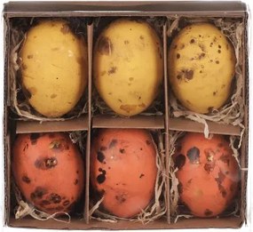 Veľkonočná dekorácia Vyfúknuté vajíčka, 6 ks, žltá/oranžová%
