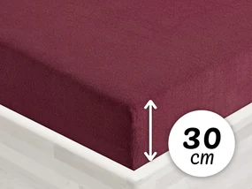 Froté napínacie prestieradlo na vysoký matrac FR-011 Bordó 80 x 200 - výška 30 cm
