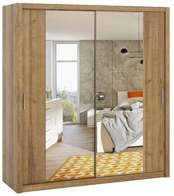 Posuvná skriňa so zrkadlom Kler SZ200 KE09, Farby: dub artisan / zrkadlo