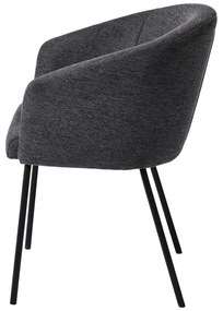 Tmavosivé čalúnené jedálenské kreslo s podrúčkami Easton – Unique Furniture