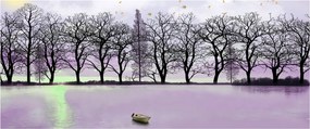 Obraz - Pramice na jazere (120x50 cm)