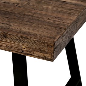 Jedálenský stôl 160x90x76 cm, MDF doska, druh dreva borovica, kovové nohy, čierny lak