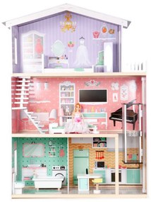 Drevený domček pre bábiky s výťahom | farebný