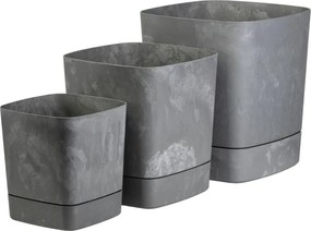 PLASTOVÝ KVETINÁČ CUBI 34X36,5 CM IMITÁCIA BETÓNU SIVÁ