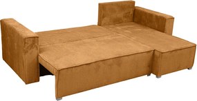 Horčicová rohová pohovka SMART COSARO, obojstranná + 2 vankúšiky ZDARMA