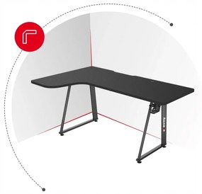 Priestranný rohový herný stôl v čiernej farbe