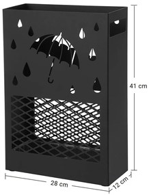Kovový stojan na dáždniky Rainy, 41x28x12 cm