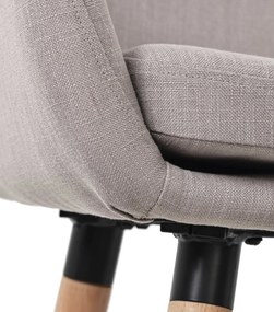 Barová stolička Grant - látka, drevené nohy natura - Sivo-hnedá (Taupe)