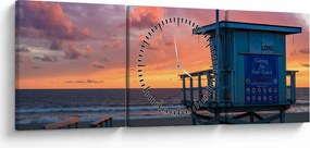 Obraz z pláže Santa Monica (s hodinami) (90x30 cm)