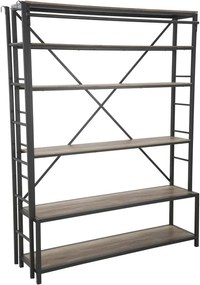 Čierna kovová knižnica s rebríkom Mauro Ferretti Manhattan, výška 210 cm