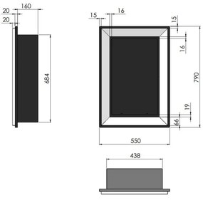 InFire - Vstavaný BIO krb 79x55 cm 3kW čierna