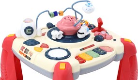 LEAN Toys Detský interaktívny vzdelávací stôl pianko vesmír červený
