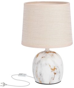 Krémovobiela stolová lampa s textilným tienidlom (výška 25 cm) Adelina – Candellux Lighting