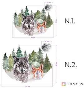 Nálepka na stenu pre teenagerov - Vlk a líška v lese