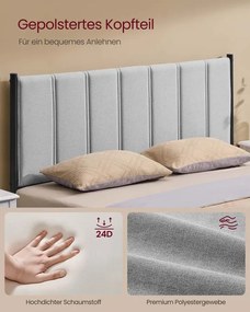 Kovová manželská posteľ 140 cm RMB974G01 sivá