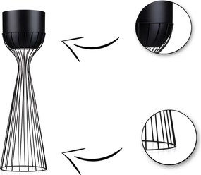 KOVOVÝ KVETINÁČ SO STOJANOM GLAM 68X20 CM ČIERNA