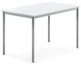 Stôl SONITUS, 1200x800x760 mm, HPL - biela, strieborná