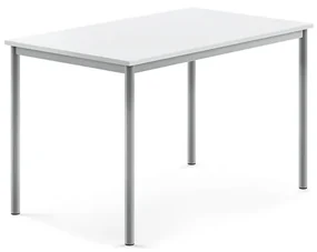 Stôl SONITUS, 1200x800x760 mm, HPL - biela, strieborná