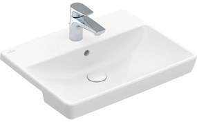 VILLEROY &amp; BOCH Avento polozápustné umývadlo s otvorom, s prepadom, 550 x 440 mm, Stone White, s povrchom CeramicPlus, 4A0655RW