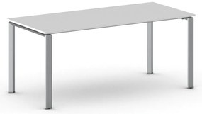 Rokovací kancelársky stôl PRIMO INFINITY, 180x90 cm, sivostrieborná podnož, biela