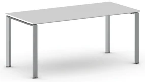 Rokovací kancelársky stôl PRIMO INFINITY, 180x90 cm, sivostrieborná podnož, biela