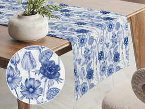 Biante Dekoračný behúň na stôl PML-090 Modré jarné kvety na bielom 20x160 cm