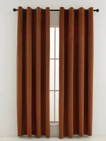 Zamatové zatemňovacie závesy Cesar terakota - 140 x 160 cm (2ks) - krúžky