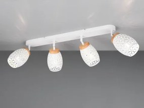 Stropné osvetlenie Bidar, biely kov/drevo, 4 svietidlá%