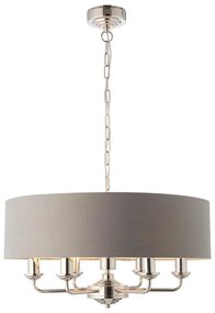 Endon 94373 - Luster na reťazi HIGHCLERE 6xE14/40W/230V šedá/lesklý chróm