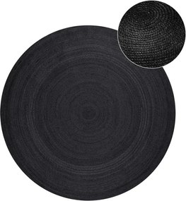 Čierny obojstranný/ručne tkaný jutový okrúhly koberec ø 140 cm Braided – Hanse Home