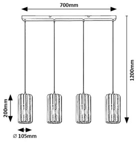 Rabalux 72256 - Luster na lanku VENESS 4xE27/40W/230V