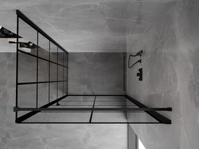 Mexen Mist-B, 1-krídlový výklopný sprchový kút, pravý, 100 x 90 cm, číre sklo-čierna mriežka, 8A2T-100-090-70-77-P